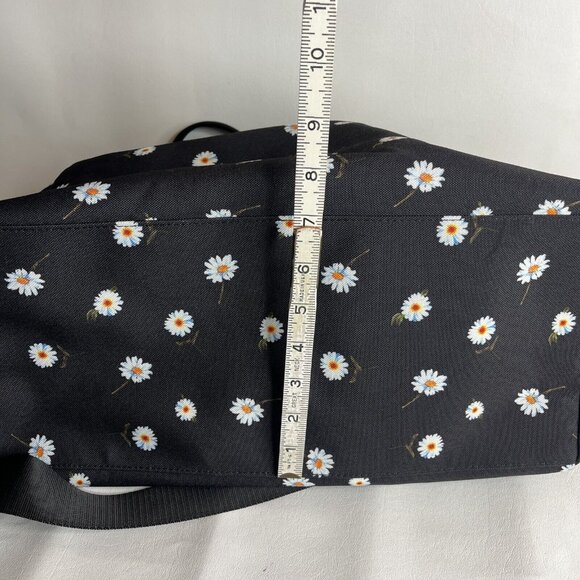 Alice + Olivia By Stacey Bendet Black Tote Bag Daisy Flowers 3 Straps Top Zip - Picture 8 of 10